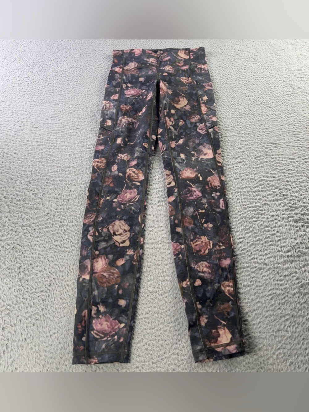 Lululemon Speed Up Leggings Women 2 Multicolor Floral Roses Athletic Gym Workout